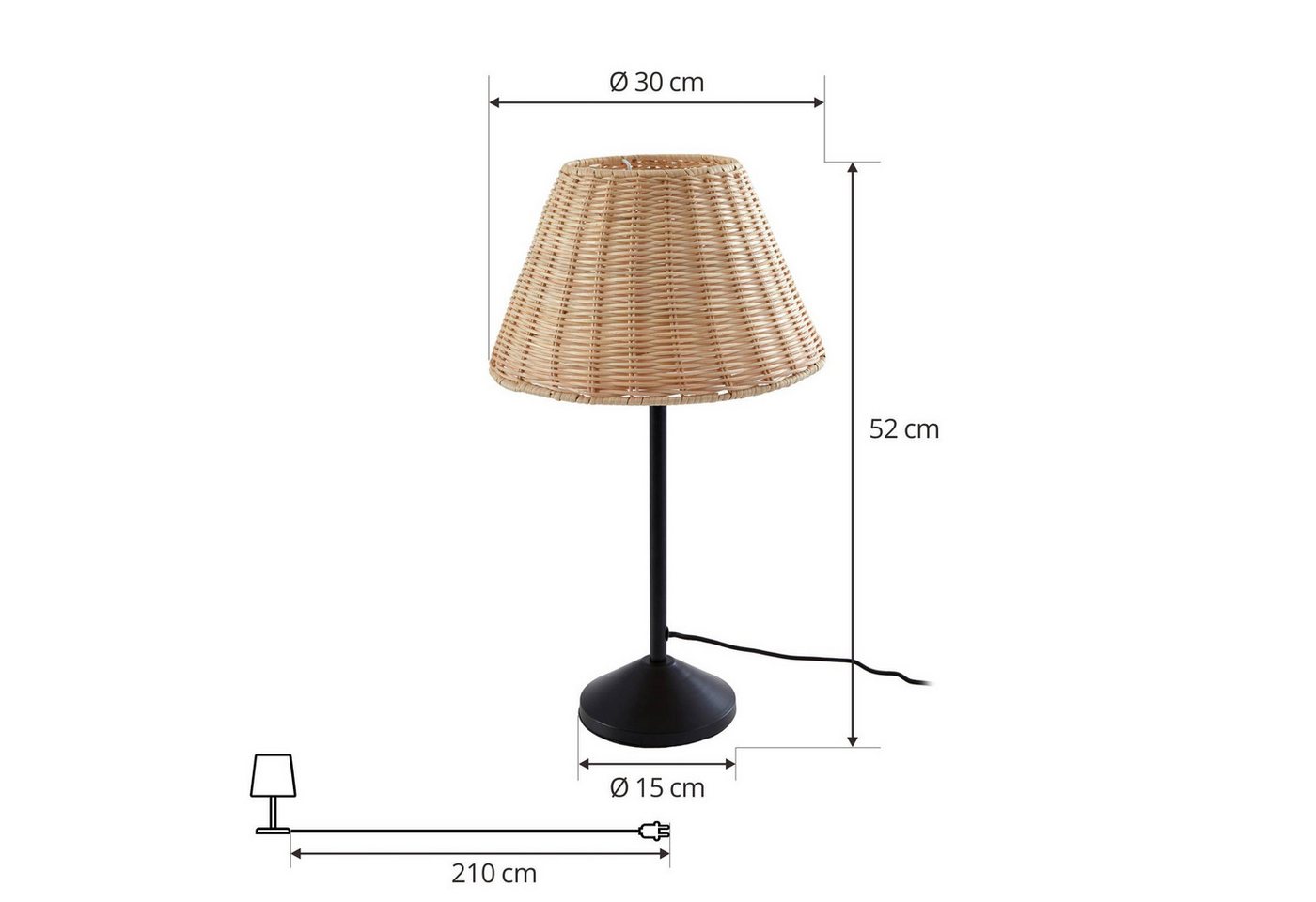 Lindby Tischleuchte Zyralia, Holz Schwarz IP20, 1 x 15 W LED – Bild 4 von 5