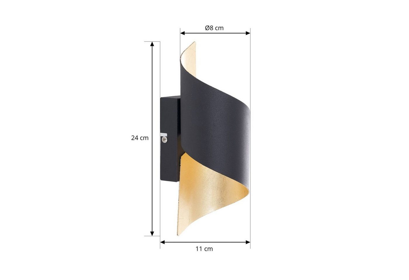 Lindby Wandleuchte Desirio, Metall, Schwarz IP20, 1 x 5 W LED – Bild 5 von 5