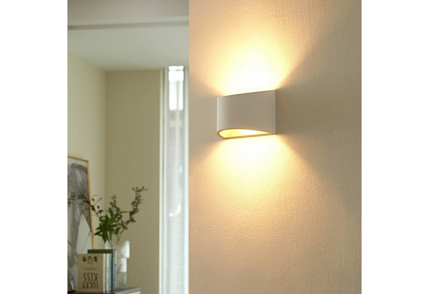 Lindby Wandleuchte Heiko, Gips Weiß IP20, 1 x 5 W LED – Bild 4 von 5