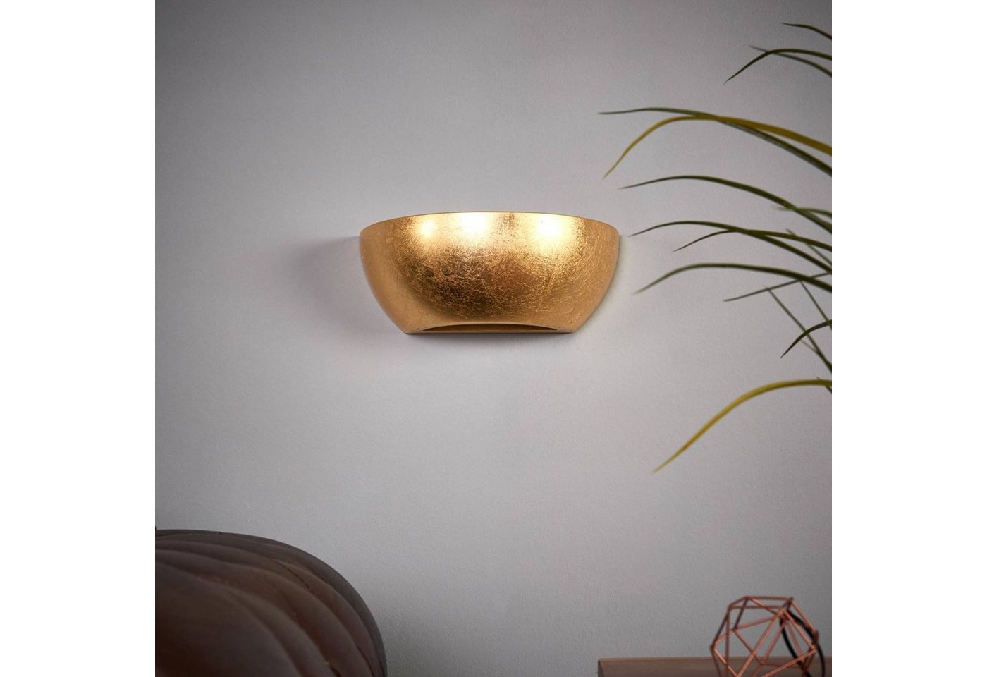 Lindby Wandleuchte Kolja, Gips Gold / Messing IP20, 1 x 10 W LED – Bild 4 von 5