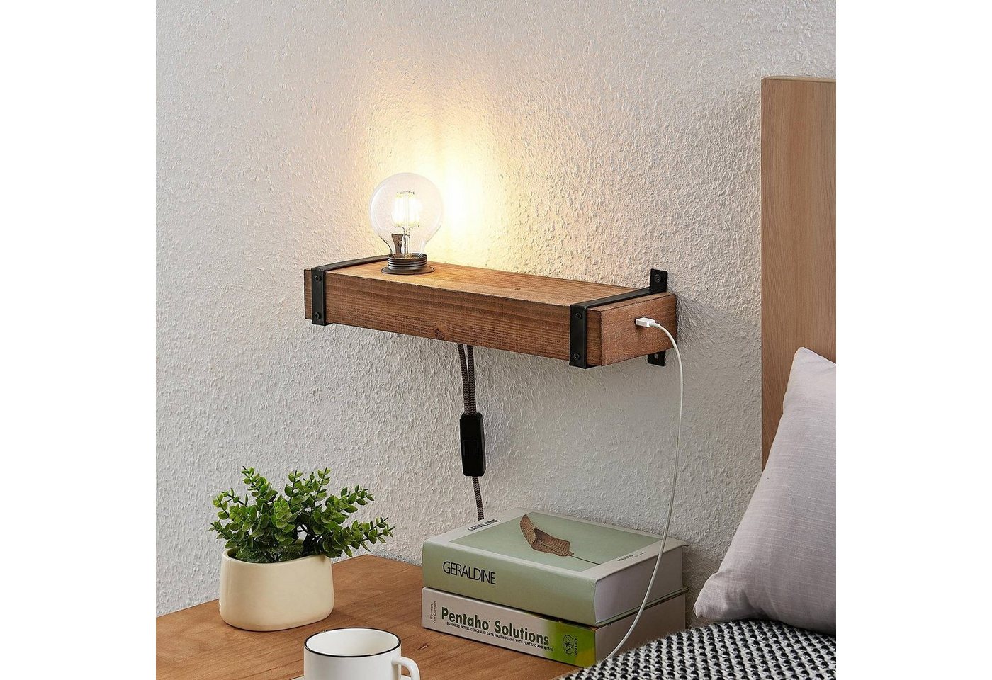 Lindby Wandleuchte Sverina, Holz IP20, 1 x 40 W – Bild 3 von 5