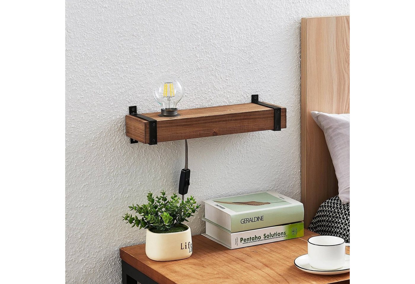 Lindby Wandleuchte Sverina, Holz IP20, 1 x 40 W – Bild 4 von 5