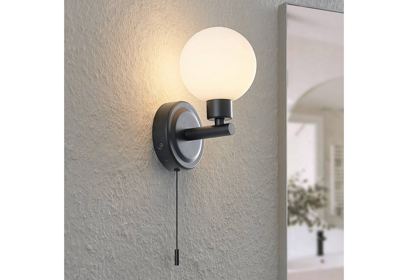 Lindby Wandleuchte Zaniba, Metall, Schwarz IP44, 1 x 8 W LED – Bild 2 von 5