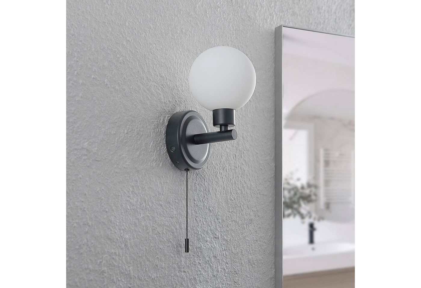 Lindby Wandleuchte Zaniba, Metall, Schwarz IP44, 1 x 8 W LED – Bild 3 von 5