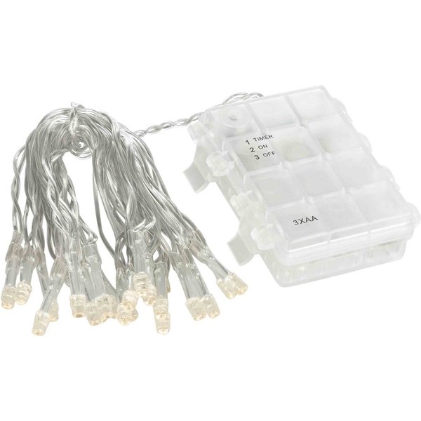 Linder Exclusiv GmbH LED-Lichterkette, Batterie 2,85m 20 LEDs warmweiß 6/18h Timer für außen