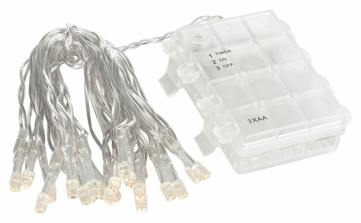 Linder Exclusiv GmbH LED-Lichterkette, Batterie 2,85m 20 LEDs warmweiß 6/18h Timer für außen – Bild 2 von 3