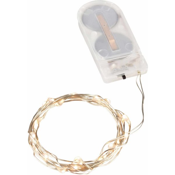 Linder Exclusiv GmbH LED-Lichterkette, Draht silber Batterie 0,95m 20 LEDs warmweiß