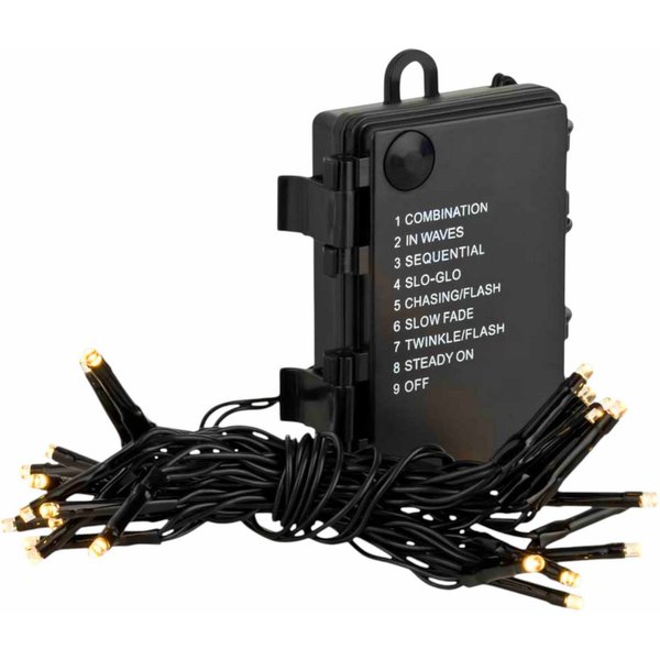 Linder Exclusiv GmbH LED-Lichterkette, Batterie 24 LED Kabel schwarz special warmweiß 1,7m 8 Modi Timer