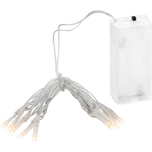Linder Exclusiv GmbH LED-Lichterkette, Batterie 0,9m 10 LEDs warmweiß Ø3mm für Innen