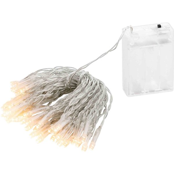Linder Exclusiv GmbH LED-Lichterkette, Batterie 6/18h Timer 7,35m 50 LEDs warmweiß