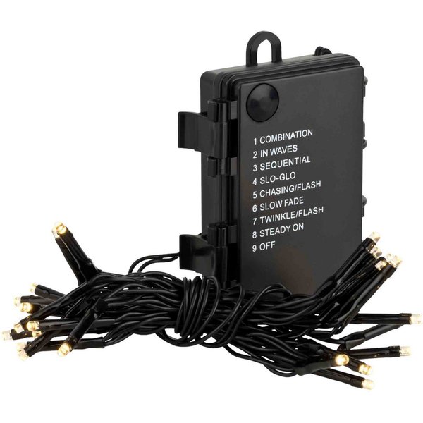 Linder Exclusiv GmbH LED-Lichterkette, Batterie für Außen 3,4 m 8 Funktionen Timer schwarz