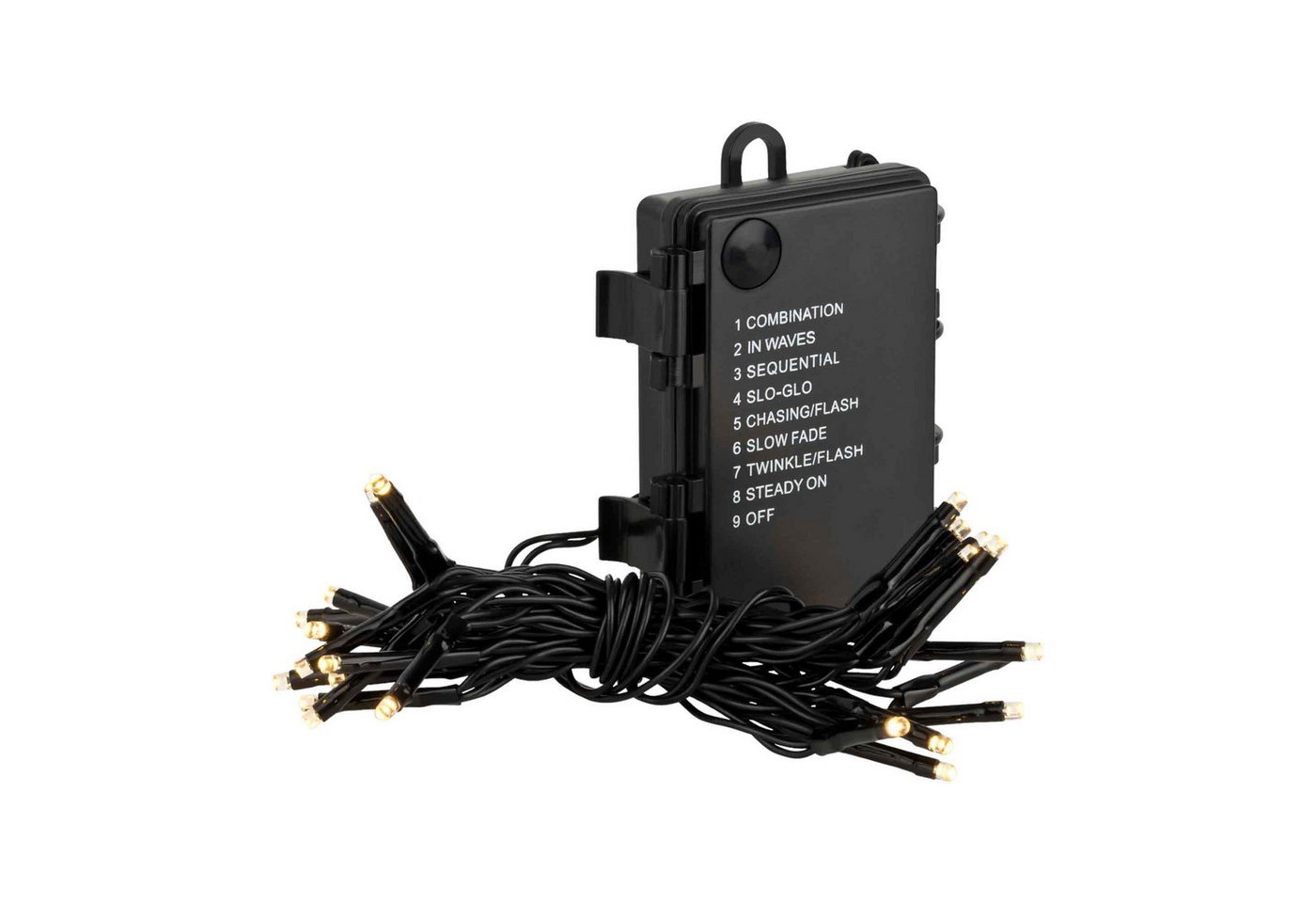 Linder Exclusiv GmbH LED-Lichterkette, Batterie für Außen 3,4 m 8 Funktionen Timer schwarz – Bild 2 von 3
