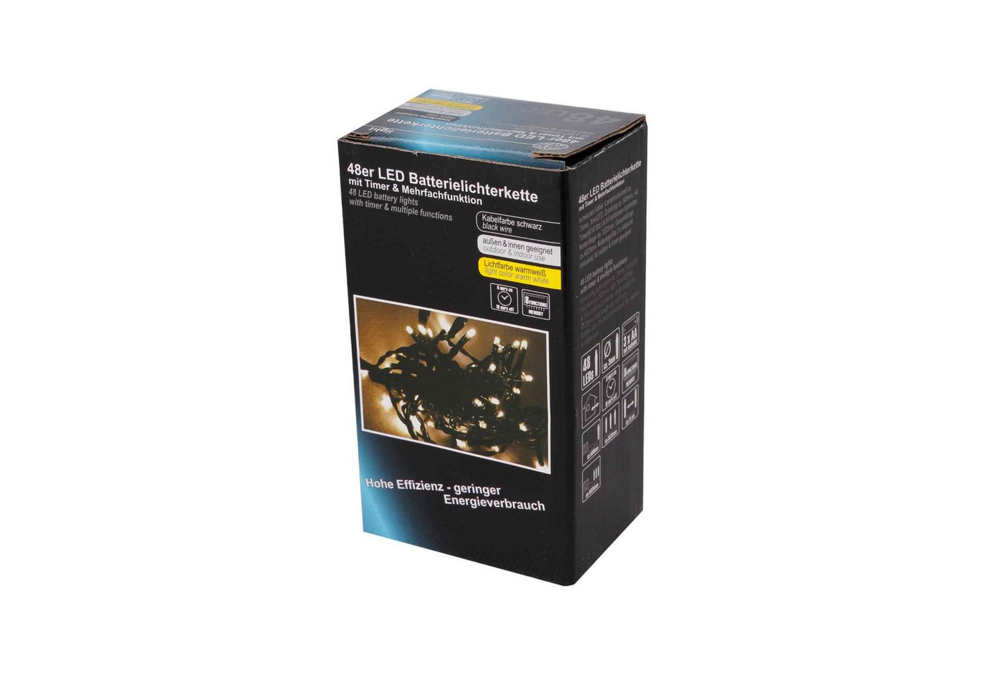 Linder Exclusiv GmbH LED-Lichterkette, Batterie für Außen 3,4 m 8 Funktionen Timer schwarz – Bild 3 von 3