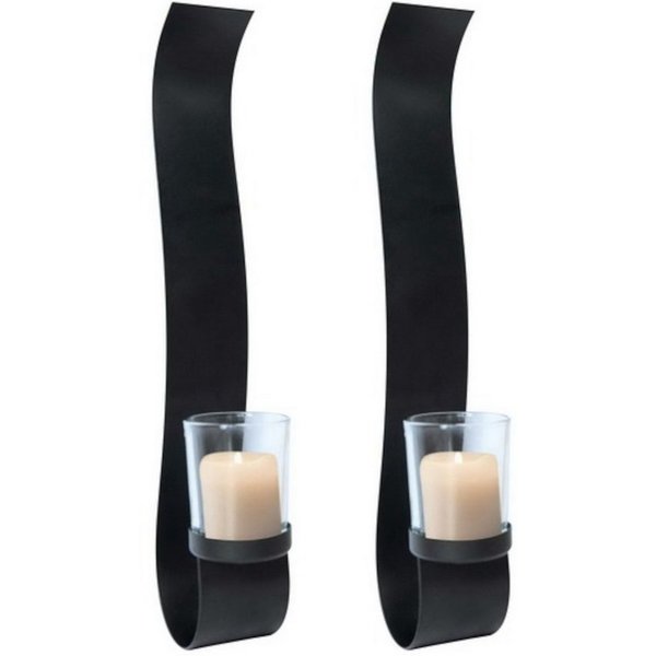 Linder Exclusiv GmbH Wandkerzenhalter Wandkerzenhalter 2er-Set m. Glaskerzenhalter, 35x10x5cm