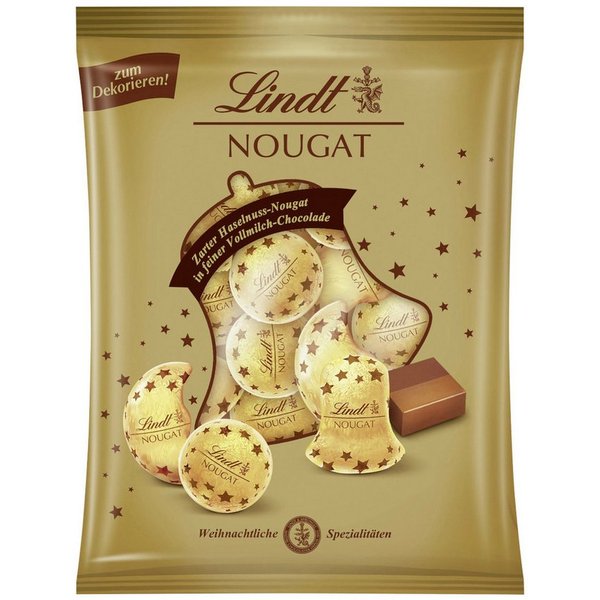 LINDT Schokolade, Lindt Nougat Baumbehang Pralinen aus Vollmilchschokolade 100g