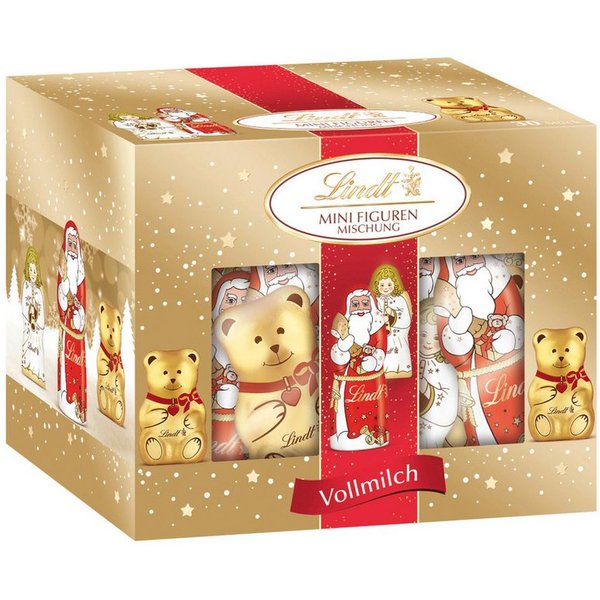 LINDT Schokolade, Lindt Mini Figuren Weihnachten Mischung Vollmilch-Schokolade 200g
