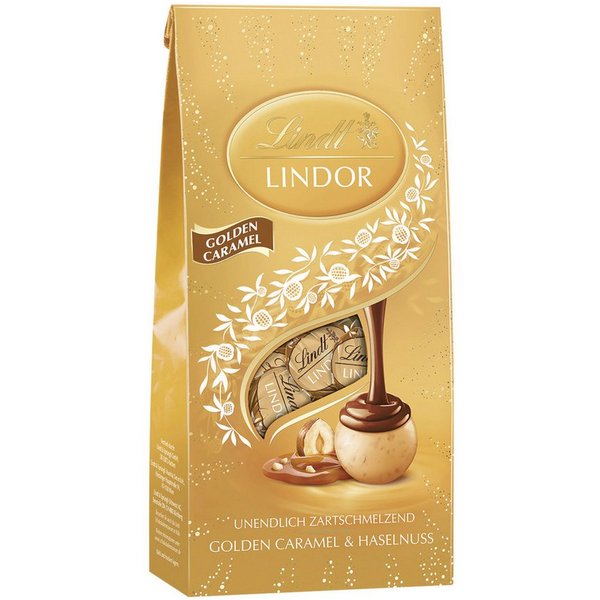 LINDT Schokolade, Lindt Lindor Golden Caramel Kugeln Weiße Schokolade Packung 137g