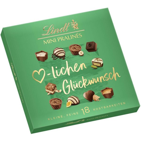 LINDT Schokolade, Lindt Mini Pralines Geburtstag abwechslungsreiche Auswahl 90g
