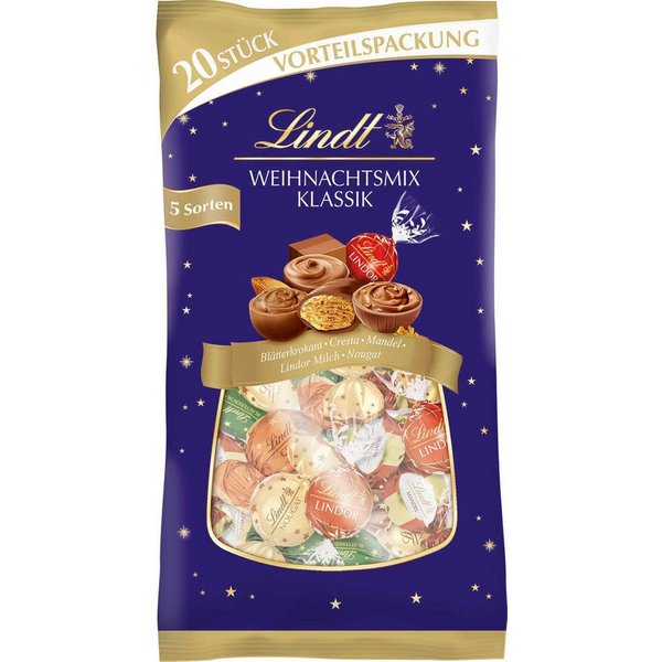 LINDT Schokolade, Lindt XXL Mischbeutel Klassiker Mischung gefüllte Schokolade 260g
