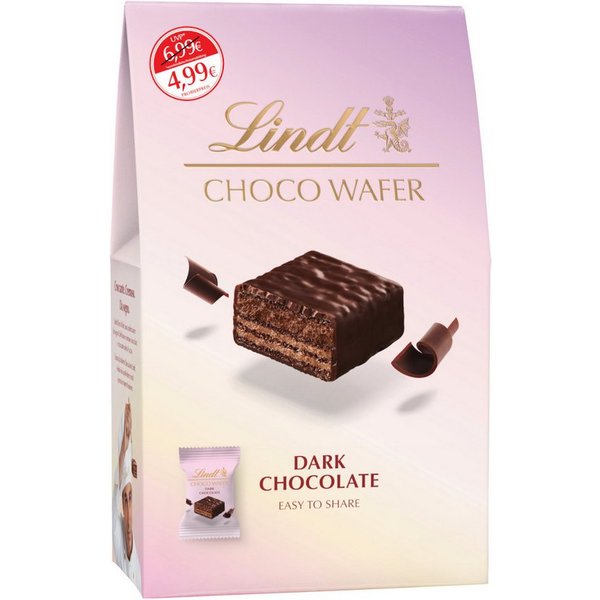 LINDT Schokolade, Lindt Choco Wafer Dark knusprige Waffel mit dunkler Schokolade 130g
