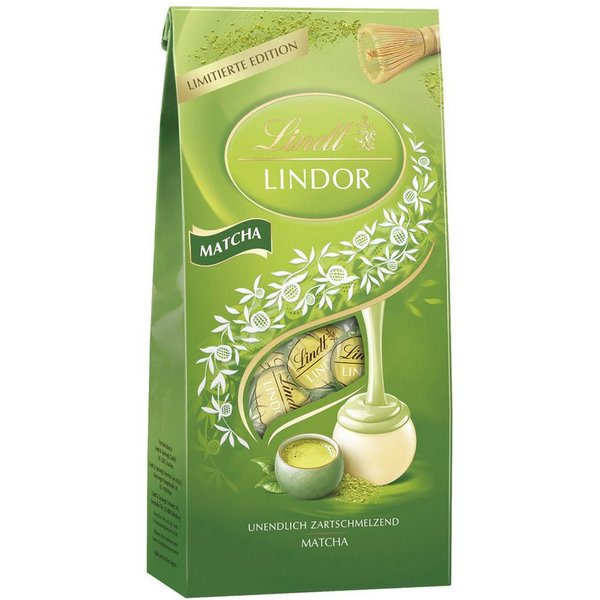 LINDT Schokolade, Lindt Lindor Matcha Tee Kugeln Weiße Schokolade Packung 137g