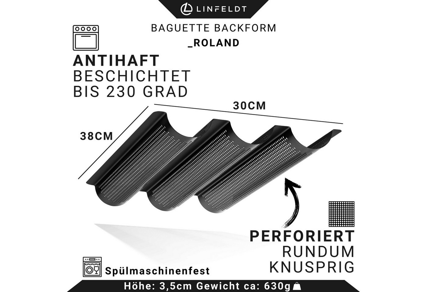 LINFELDT Baguetteblech Premium Baguette mit Antihaftbeschichtung – Bild 3 von 5