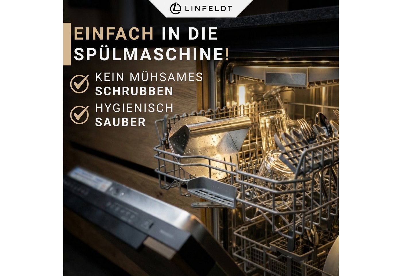 LINFELDT Burgerpresse Smashed Burger - Burger Smasher Edelstahl ⌀14 cm Antihaftfläche, Edelstahl – Bild 5 von 5