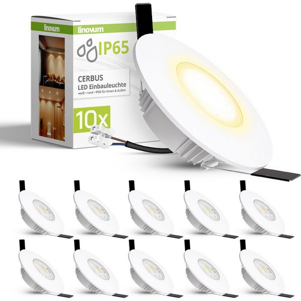 linovum LED Außen-Deckenleuchte CERBUS Einbauleuchte LED Bad IP65 230V 4W warmweiß extra flacher Spot, Warmweiß