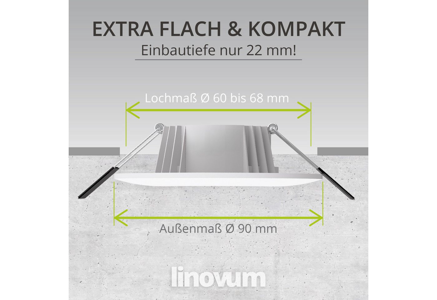 linovum LED Außen-Deckenleuchte CERBUS Einbauleuchte LED Bad IP65 230V 4W warmweiß extra flacher Spot, Warmweiß – Bild 4 von 5