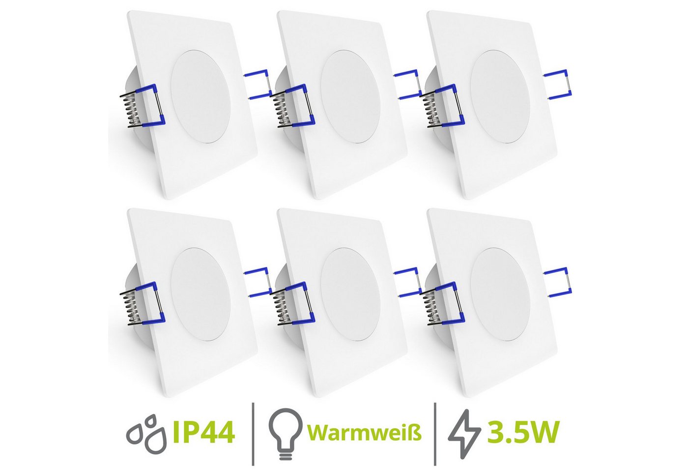 linovum LED Einbaustrahler 6x WEEVO LED Einbauspots weiß warmweiß 3,5W IP44 Badlampe Deckenlampe, Warmweiß – Bild 2 von 5