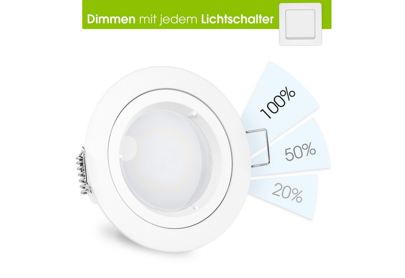 linovum LED Einbaustrahler fourSTEP LED Einbauspot "Dimmen ohne Dimmer" GU10 5W neutralweiss, Neutralweiß – Bild 2 von 5