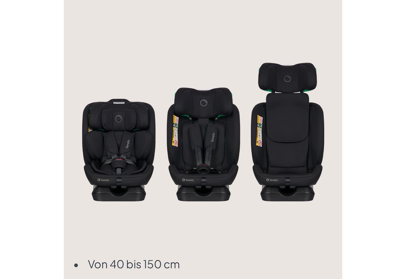lionelo Autokindersitz AART I-SIZE, ab: ab Geburt, bis: 12 Jahre, ab: 40,00 cm, bis: 150,00 cm, (Autositz, Bedienungsanleitung, Verkleinerungseinsatz, Lendenein – Bild 3 von 5
