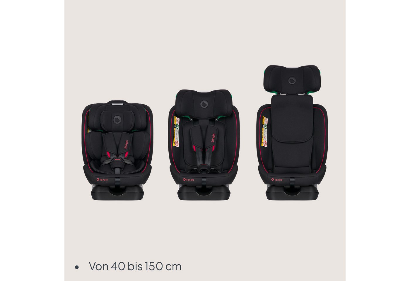 lionelo Autokindersitz AART I-SIZE, ab: ab Geburt, bis: 12 Jahre, ab: 40,00 cm, bis: 150,00 cm, (Autositz, Bedienungsanleitung, Verkleinerungseinsatz, Lendenein – Bild 3 von 5