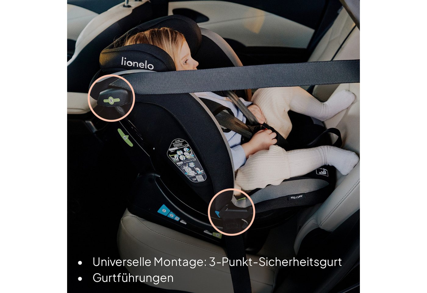 lionelo Autokindersitz AART I-SIZE, ab: ab Geburt, bis: 12 Jahre, ab: 40,00 cm, bis: 150,00 cm, (Autositz, Bedienungsanleitung, Verkleinerungseinsatz, Lendenein – Bild 5 von 5