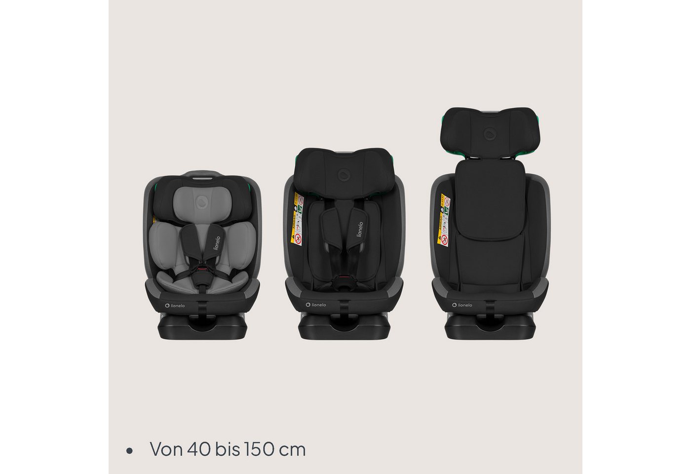 lionelo Autokindersitz AART I-SIZE, ab: ab Geburt, bis: 12 Jahre, ab: 40,00 cm, bis: 150,00 cm, (Autositz, Bedienungsanleitung, Verkleinerungseinsatz, Lendenein – Bild 3 von 5