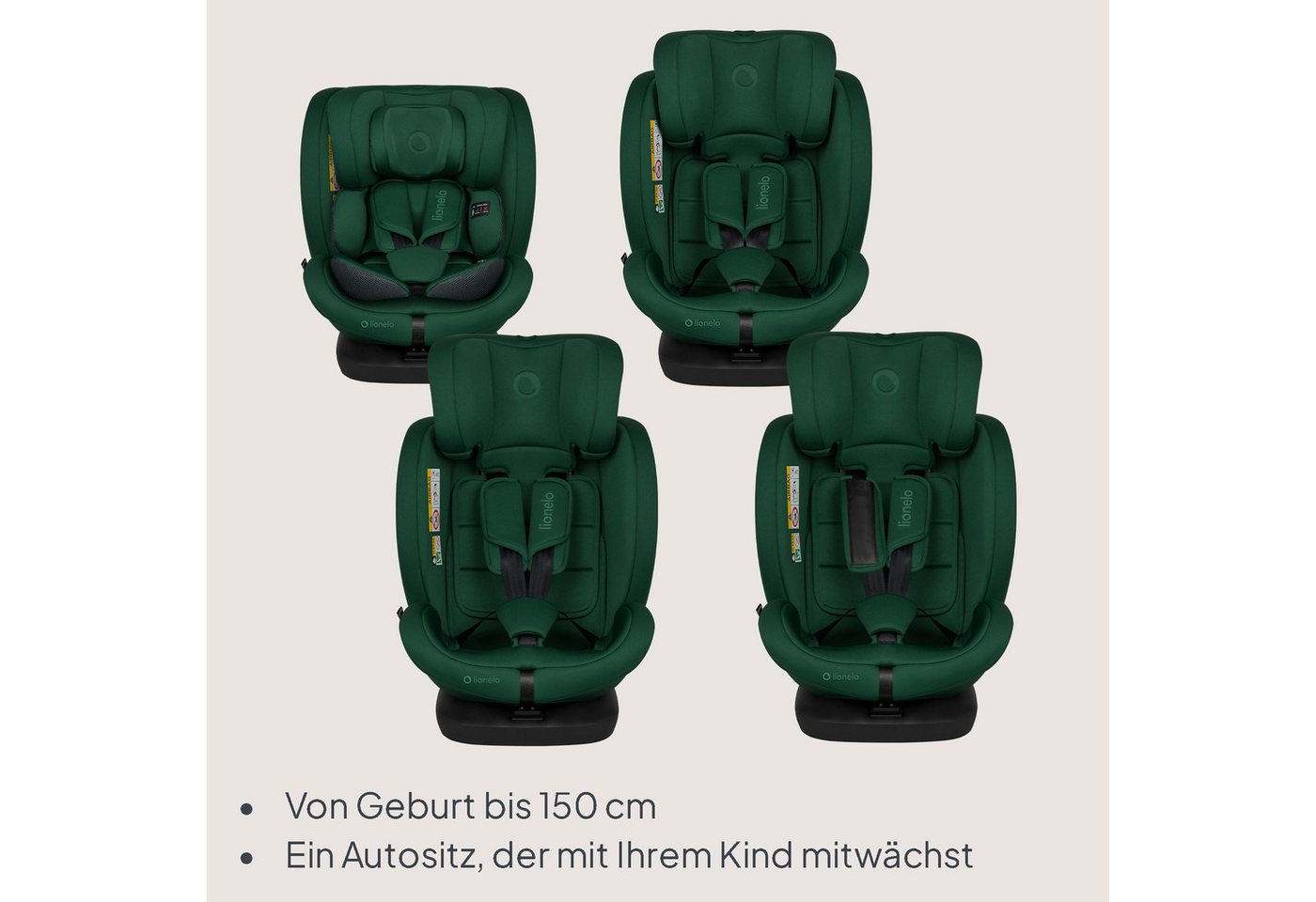 lionelo Autokindersitz BASTIAAN I-SIZE, ab: ab Geburt, bis: bis 12 Jahre, ab: 40,00 cm, bis: 150,00 cm, (Set), i-Size / 0-36 kg / Isofix + Top Tether – Bild 3 von 5