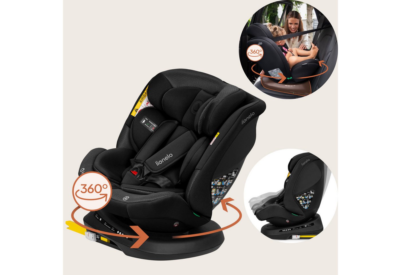 lionelo Autokindersitz BASTIAAN PLUS I-SIZE, ab: ab Geburt, bis: bis ca. 12 Jahre, ab: 40 cm, bis: 150 cm, (Autokindersitz + Verkleinerungseinlage + ISOFIX-Führ – Bild 5 von 5