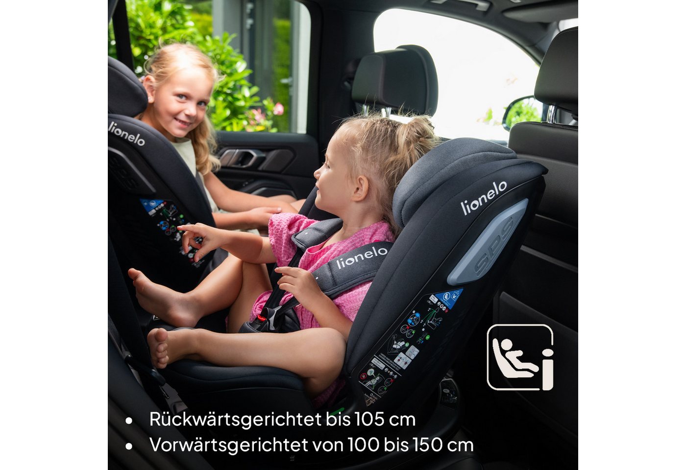 lionelo Autokindersitz Bastiaan RWF i-Size, ab: ab 0, bis: bis 150 cm (36kg), ab: 40,00 cm, bis: 150,00 cm, (Set), 4 Sitze in 1/360' drehbare Basis / ISOFIX / T – Bild 5 von 5