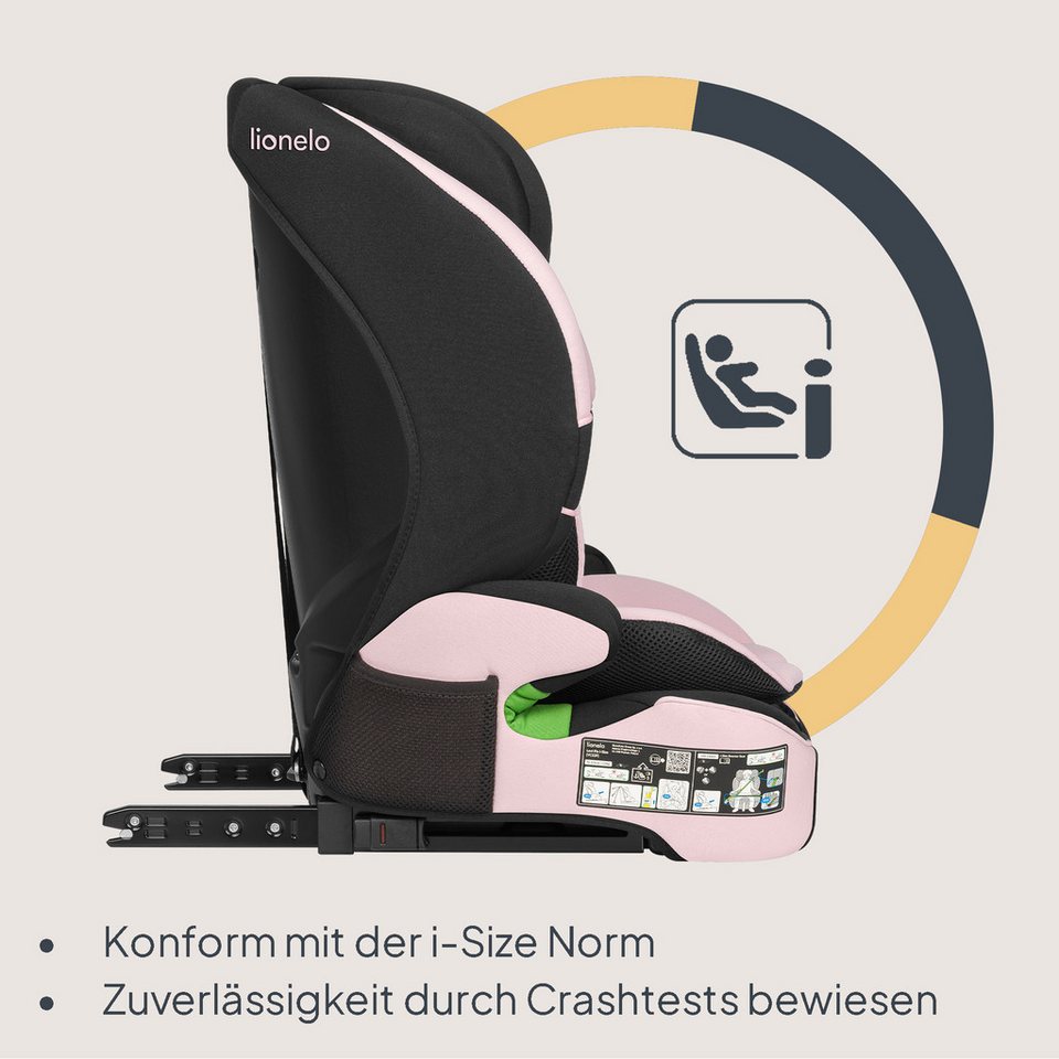 lionelo Autokindersitz LEVI FIX I-SIZE, ab: ab 15 Montaen, bis: Bis ca. 12 Jahre (150 cm), ab: 76 cm, bis: 150 cm, (Set), Dri-Seat/ISOFIX/TopTether/Reduziereins – Bild 4 von 5