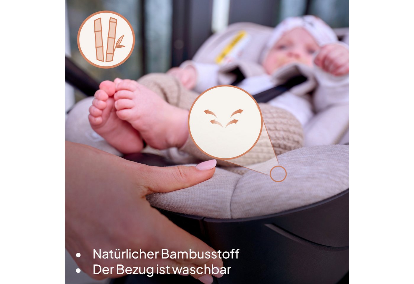 lionelo Autokindersitz MOXIE I-SIZE, ab: ab Geburt, bis: bis 18 Monaten, ab: 40 cm, bis: 87 cm, (Set ohne Basis), Memory Foam/Bambus/Dri-Seat/Magnetgurte/Lüftun – Bild 4 von 5