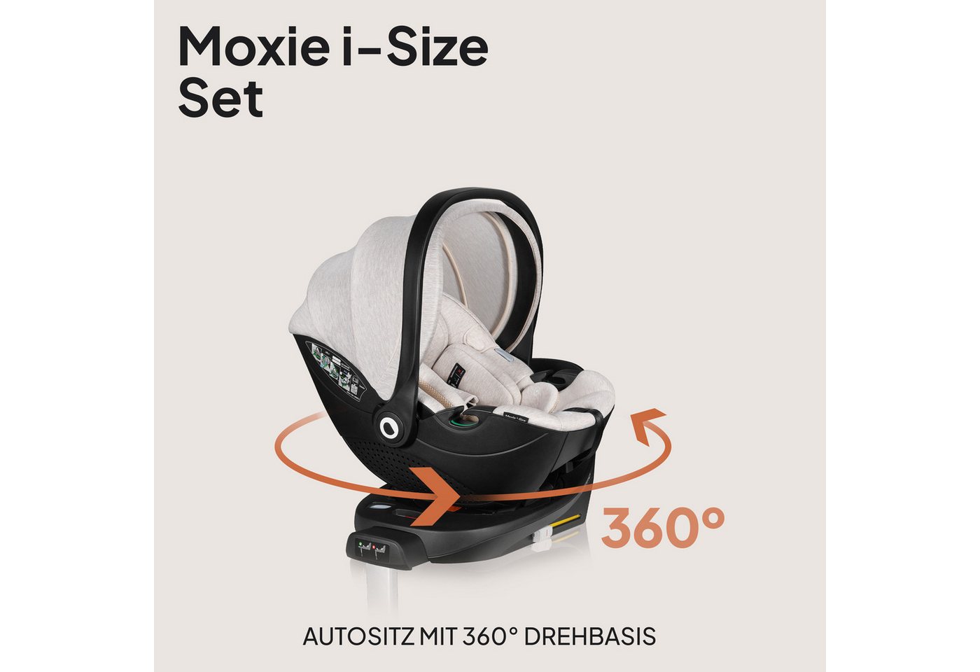 lionelo Autokindersitz MOXIE I-SIZE SET, ab: ab Geburt, bis: bis 87 cm, ab: 40 cm, bis: 87 cm, (Set mit 360°-Basis), Inklusive 360°-Basis/Memory Foam/Bambus/Dri – Bild 4 von 5