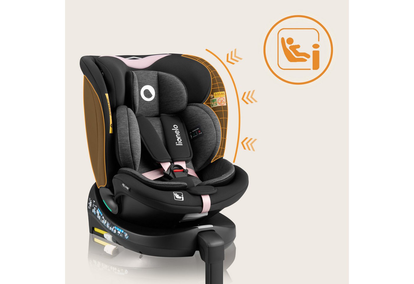 lionelo Autokindersitz NAVY I-SIZE, ab: ab Geburt, bis: 12 Jahren, ab: 40,00 cm, bis: 150,00 cm, (Set), 40-150cm/Ein Kindersitz für den gesamten Zeitraum/i-Size – Bild 2 von 5