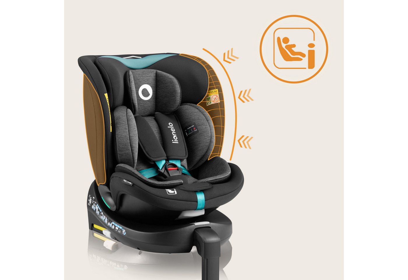 lionelo Autokindersitz NAVY I-SIZE, ab: ab Geburt, bis: 12 Jahren, ab: 40,00 cm, bis: 150,00 cm, (Set), 40-150cm/Ein Kindersitz für den gesamten Zeitraum/i-Size – Bild 2 von 5