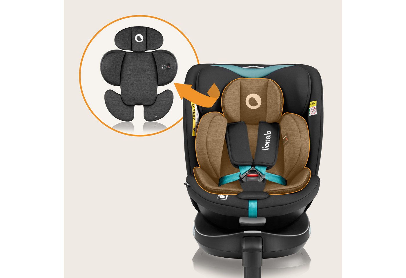 lionelo Autokindersitz NAVY I-SIZE, ab: ab Geburt, bis: 12 Jahren, ab: 40,00 cm, bis: 150,00 cm, (Set), 40-150cm/Ein Kindersitz für den gesamten Zeitraum/i-Size – Bild 3 von 5