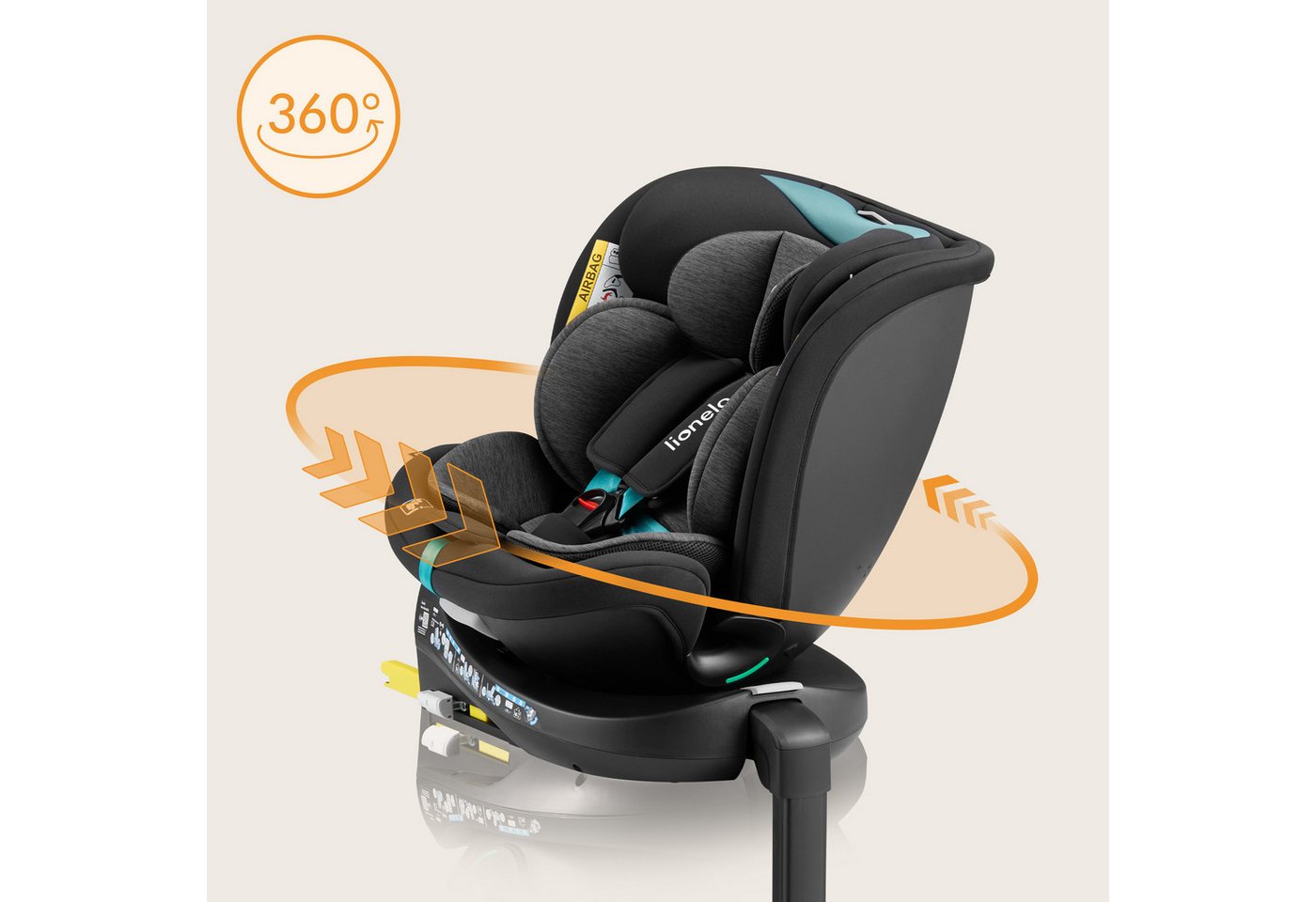 lionelo Autokindersitz NAVY I-SIZE, ab: ab Geburt, bis: 12 Jahren, ab: 40,00 cm, bis: 150,00 cm, (Set), 40-150cm/Ein Kindersitz für den gesamten Zeitraum/i-Size – Bild 4 von 5