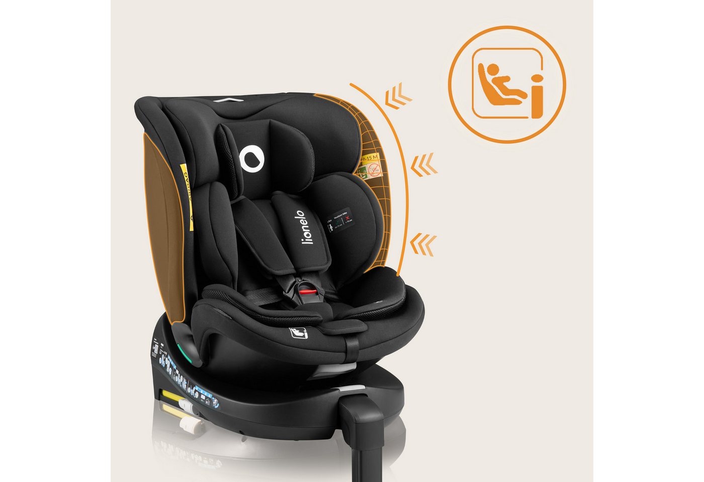 lionelo Autokindersitz NAVY I-SIZE, ab: ab Geburt, bis: 12 Jahren, ab: 40,00 cm, bis: 150,00 cm, (Set), 40-150cm/Ein Kindersitz für den gesamten Zeitraum/i-Size – Bild 2 von 5