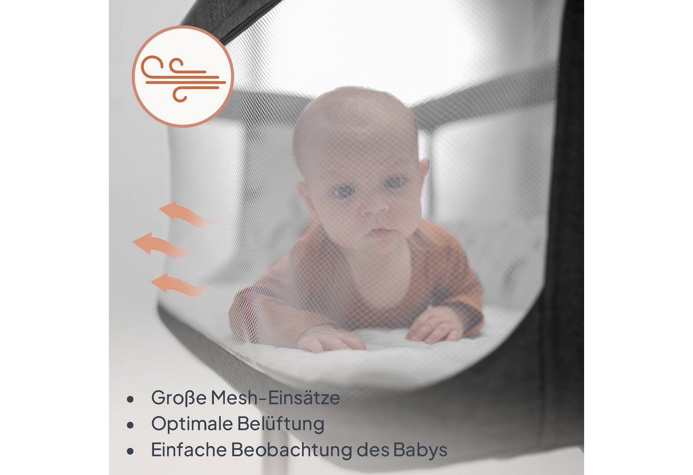 lionelo Baby-Reisebett AURORA, 3-in-1: Beistellbett, Babywiege, freistehendes Babybett – Bild 5 von 5