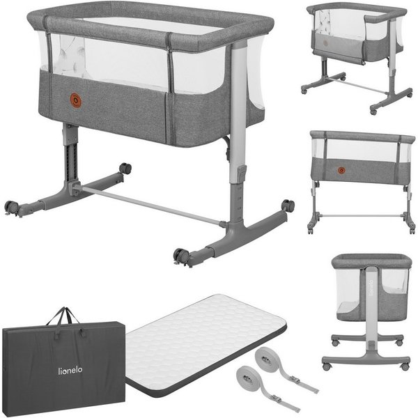 lionelo Baby-Reisebett AURORA, 3-in-1: Beistellbett, Babywiege, freistehendes Babybett