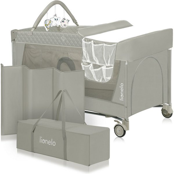 lionelo Baby-Reisebett FLOWER, 4in1:Laufstall Baby, Wickeltisch, Zwei Matratzenaufhängungshöhen