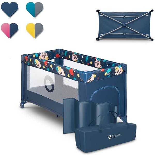 lionelo Baby-Reisebett Stefi, 120x60 cm Tragetasche Klappbaren Seiteneingang